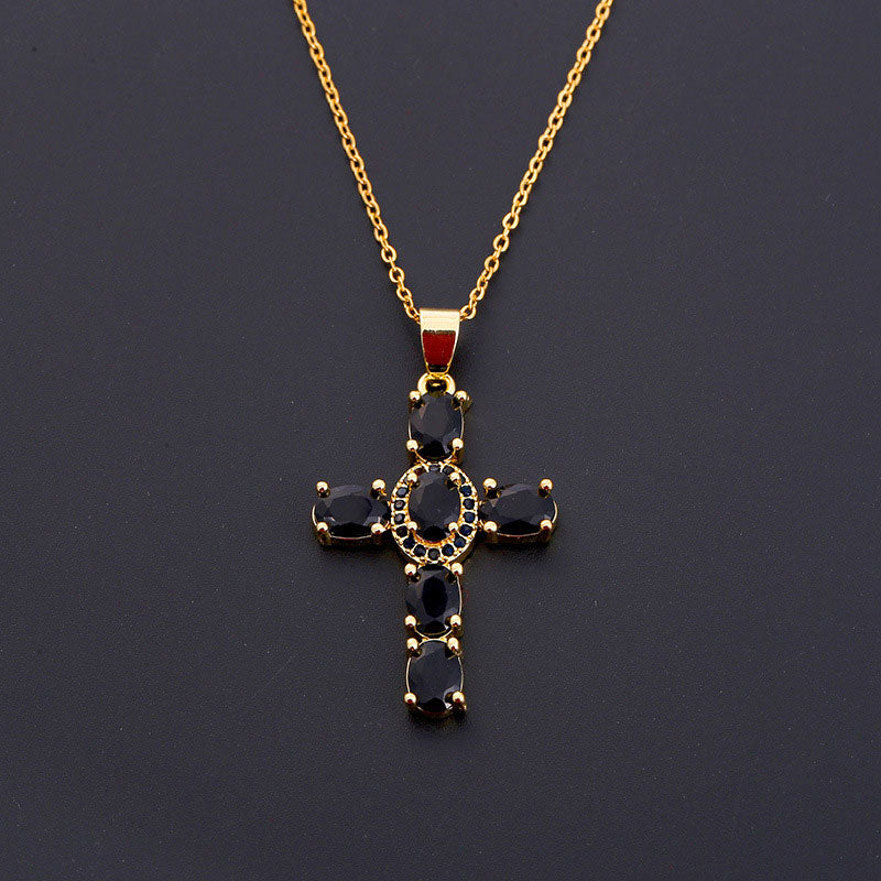 ✨Kleurrijke zirkonia kruisketting✨