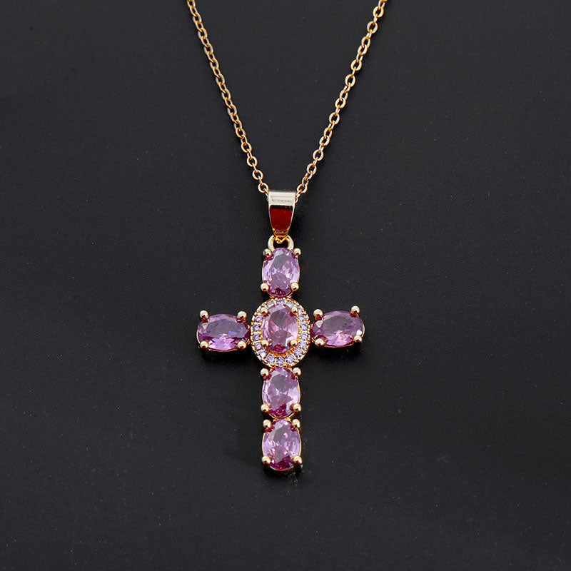 ✨Kleurrijke zirkonia kruisketting✨