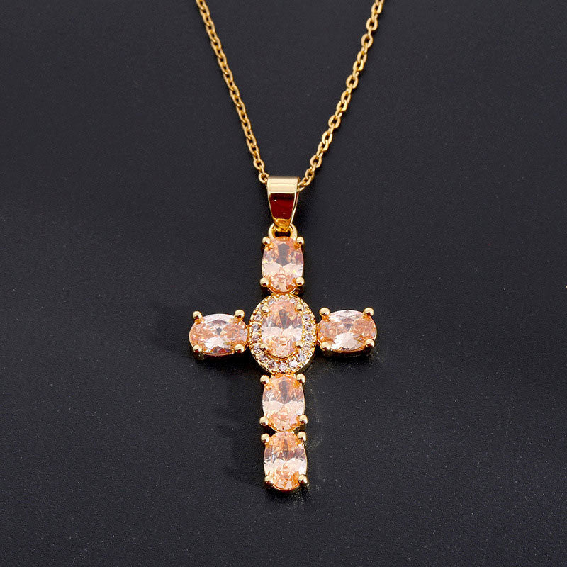 ✨Kleurrijke zirkonia kruisketting✨