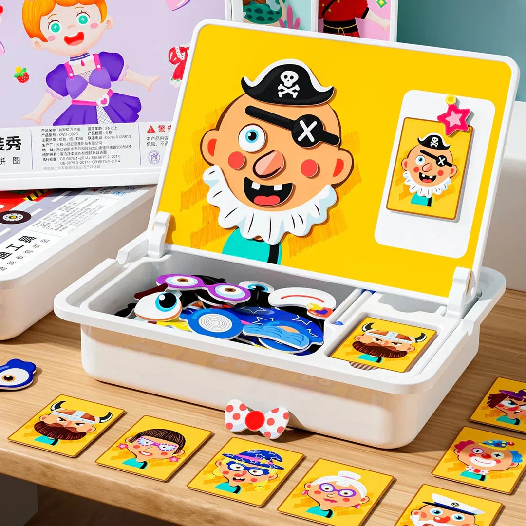 Magnetische puzzels Gezicht aankleden Reisspel Dubbelzijdig Educatief speelgoed voor kleuters
