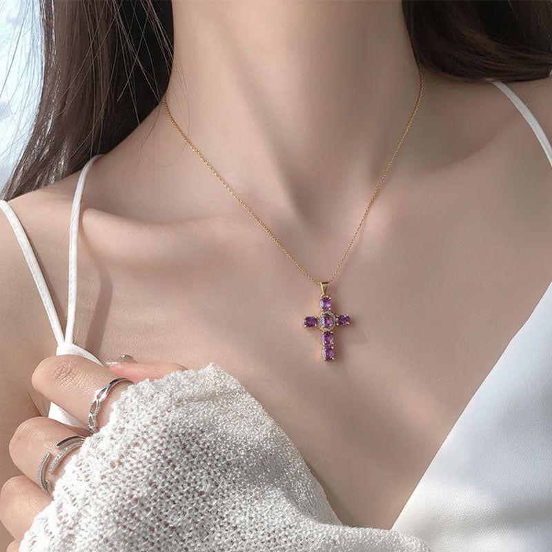 ✨Kleurrijke zirkonia kruisketting✨