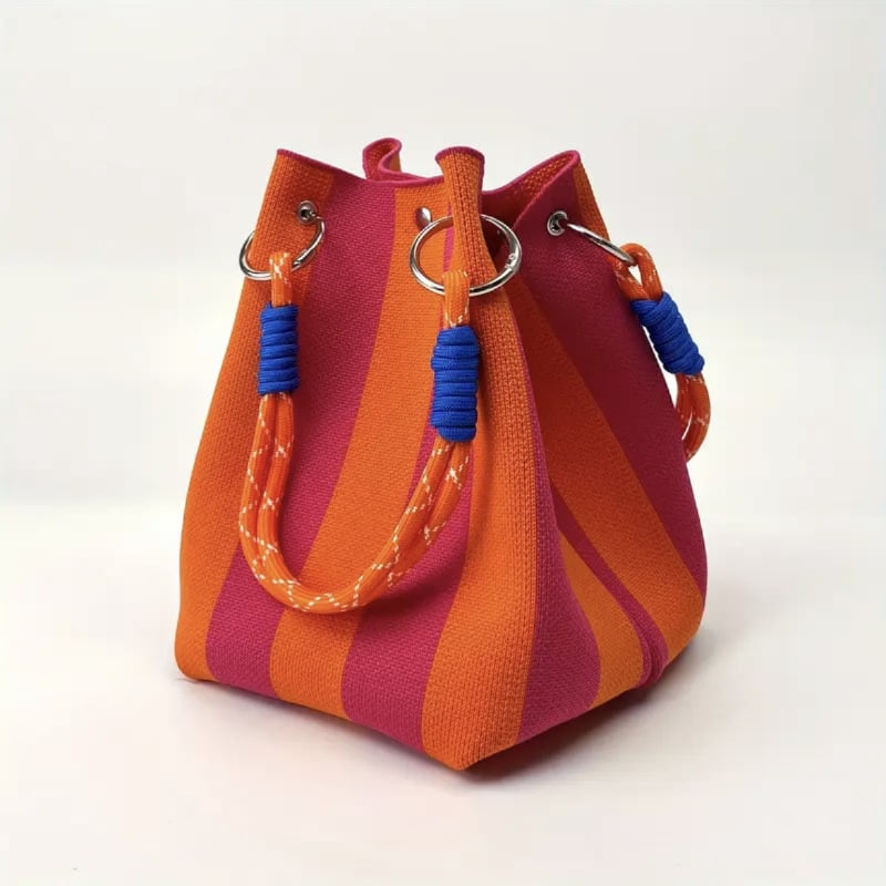 Torba typu bucket w stylu boho dla kobiet, ręcznie robiona na szydełku torba na ramię, lekka torba plażowa na lato, idealna do podróży, na co dzień i na wakacj