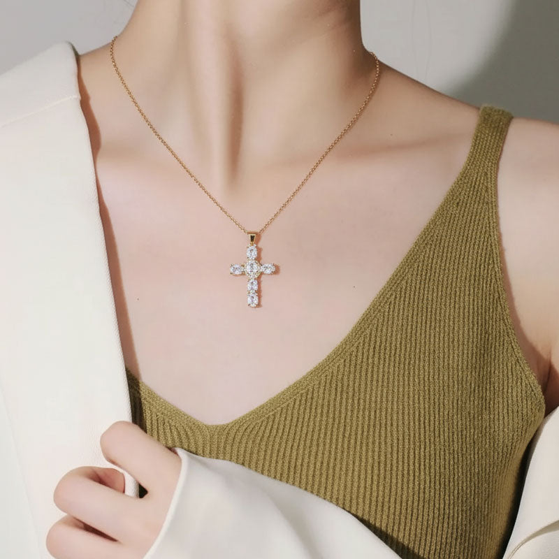 ✨Kleurrijke zirkonia kruisketting✨