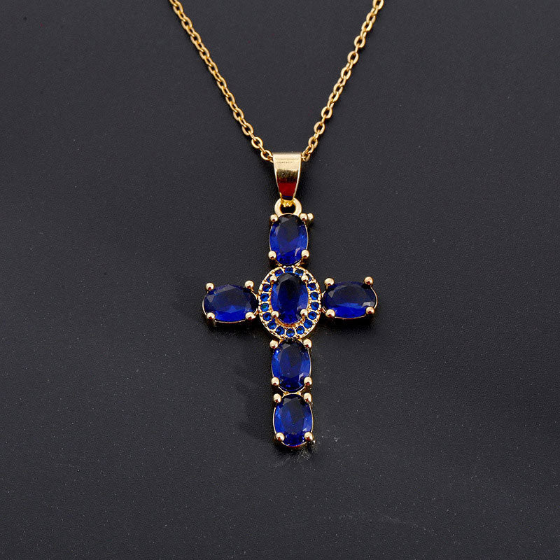 ✨Kleurrijke zirkonia kruisketting✨