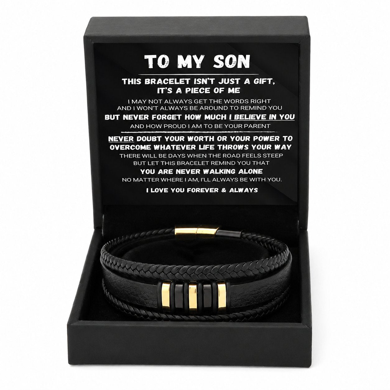🖤Dla mojego syna - Zestaw plecionych bransoletek "Never Walk Alone"