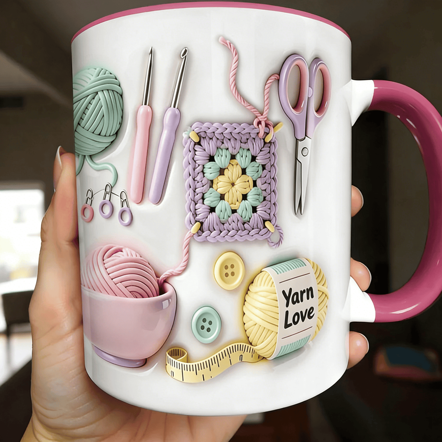 🧶 Kubek z napisem „Yarn Love” – prezent dla osób zajmujących się rękodziełem i kreatywnych dus