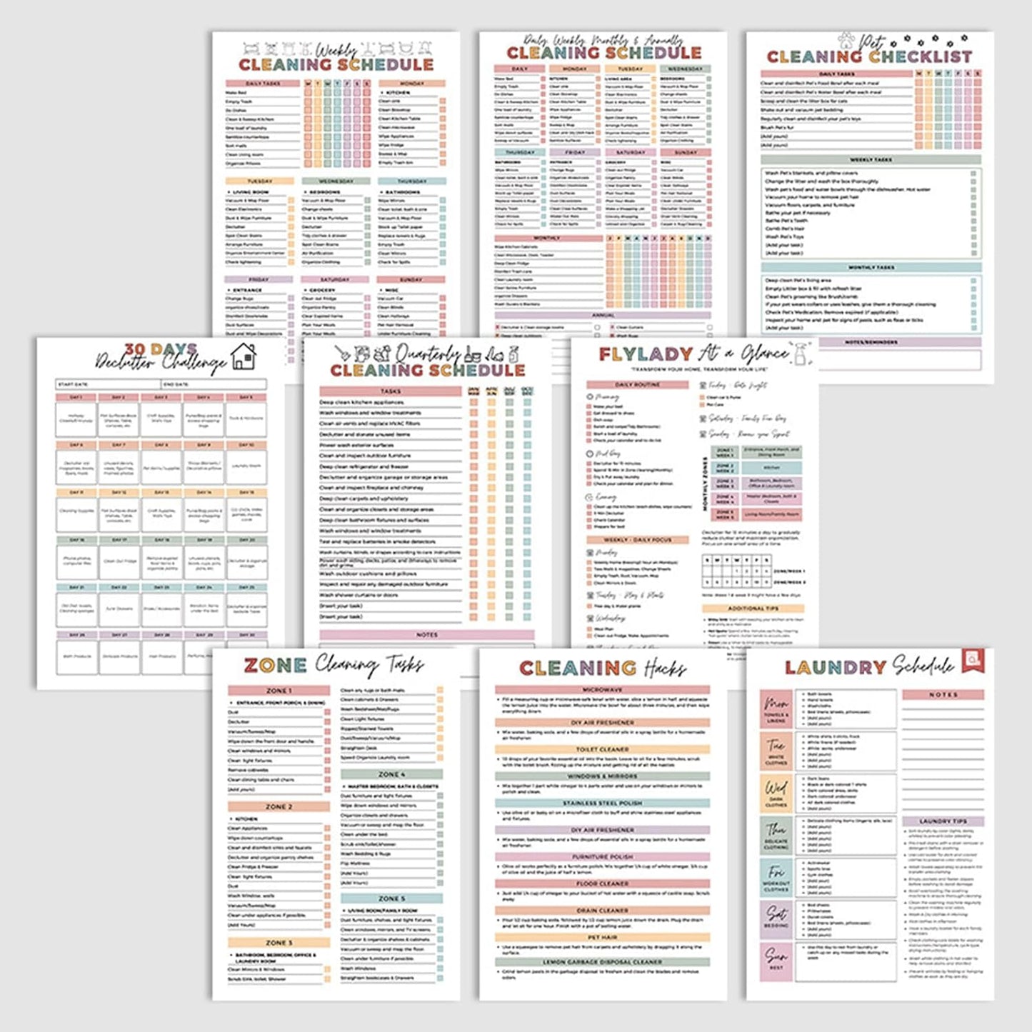 🔥🔥Zestaw narzędzi dla osób z ADHD do sprzątania i porządkowania — Planer gospodarstwa domowego