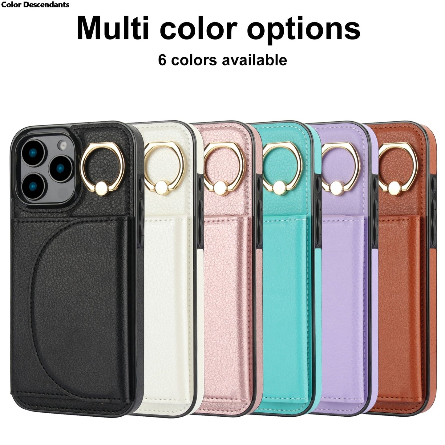 Skórzane etui z uchwytem na pierścionek / etui z podstawką do iPhone'a 17 Pro Max z miejscem na kartę