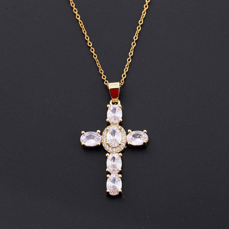 ✨Kleurrijke zirkonia kruisketting✨