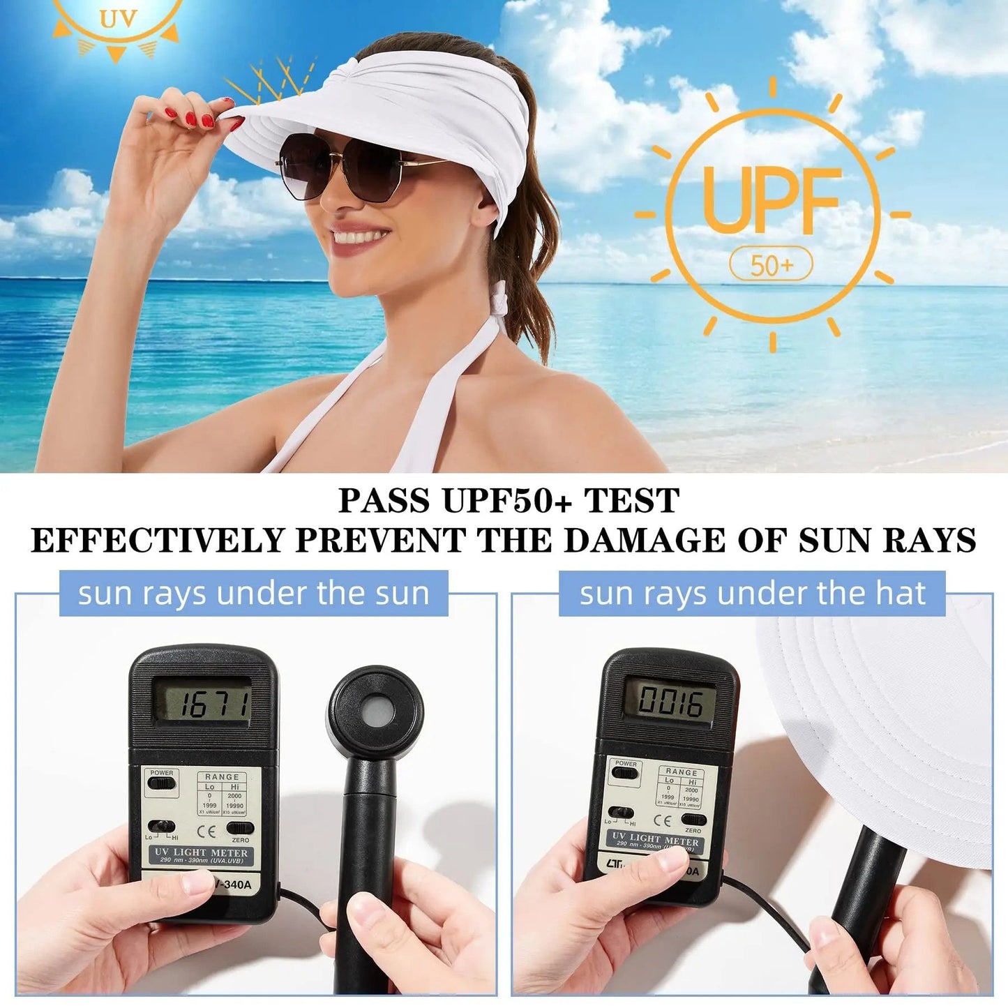 🔥Ostatni dzień z 50% rabatem – damski kapelusz przeciwsłoneczny z filtrem UV UPF 50+