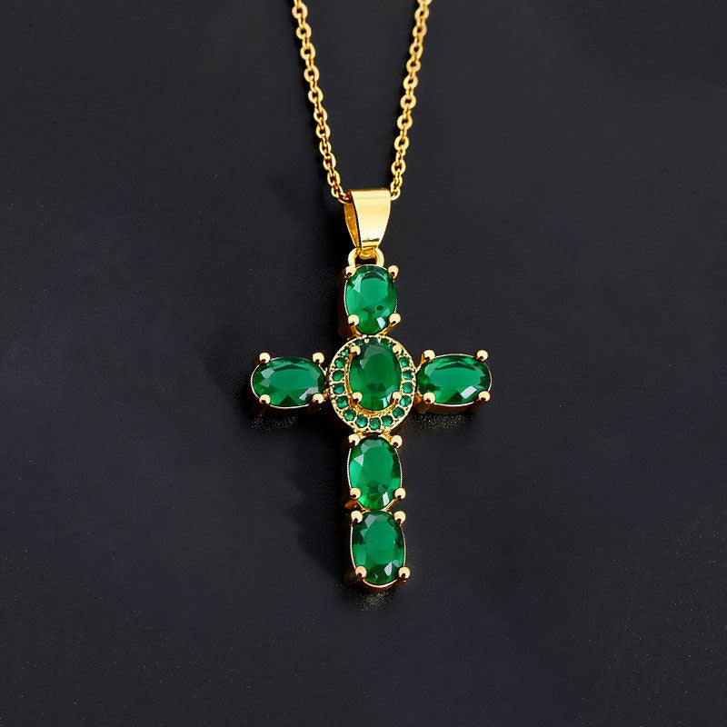 ✨Kleurrijke zirkonia kruisketting✨