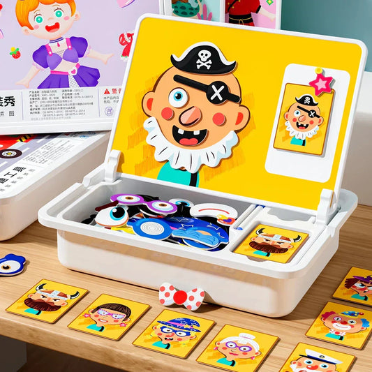 Magnetische puzzels Gezicht aankleden Reisspel Dubbelzijdig Educatief speelgoed voor kleuters