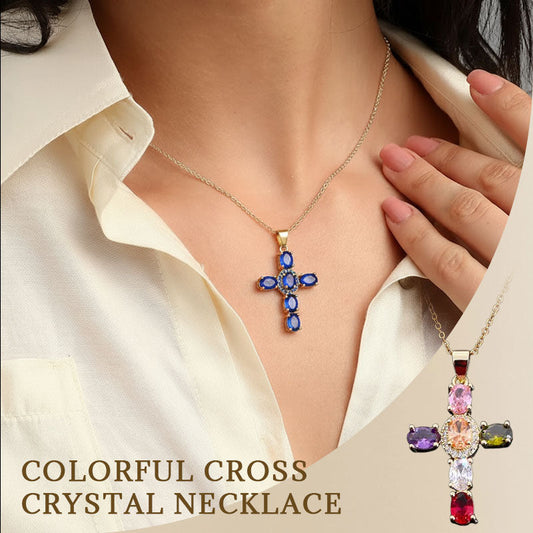 ✨Kleurrijke zirkonia kruisketting✨