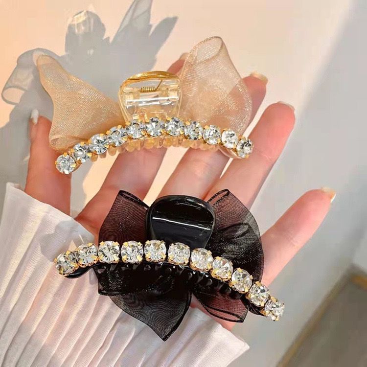 🎀7 cm dwustronne spinki do włosów z kokardką i kryształkami – idealne dla osób w każdym wieku