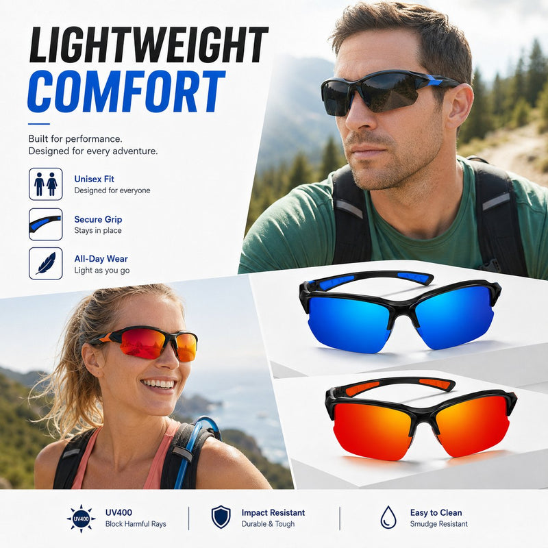 Spolaryzowane okulary sportowe UV400 - okulary unisex do życia na świeżym powietrzu i jazd