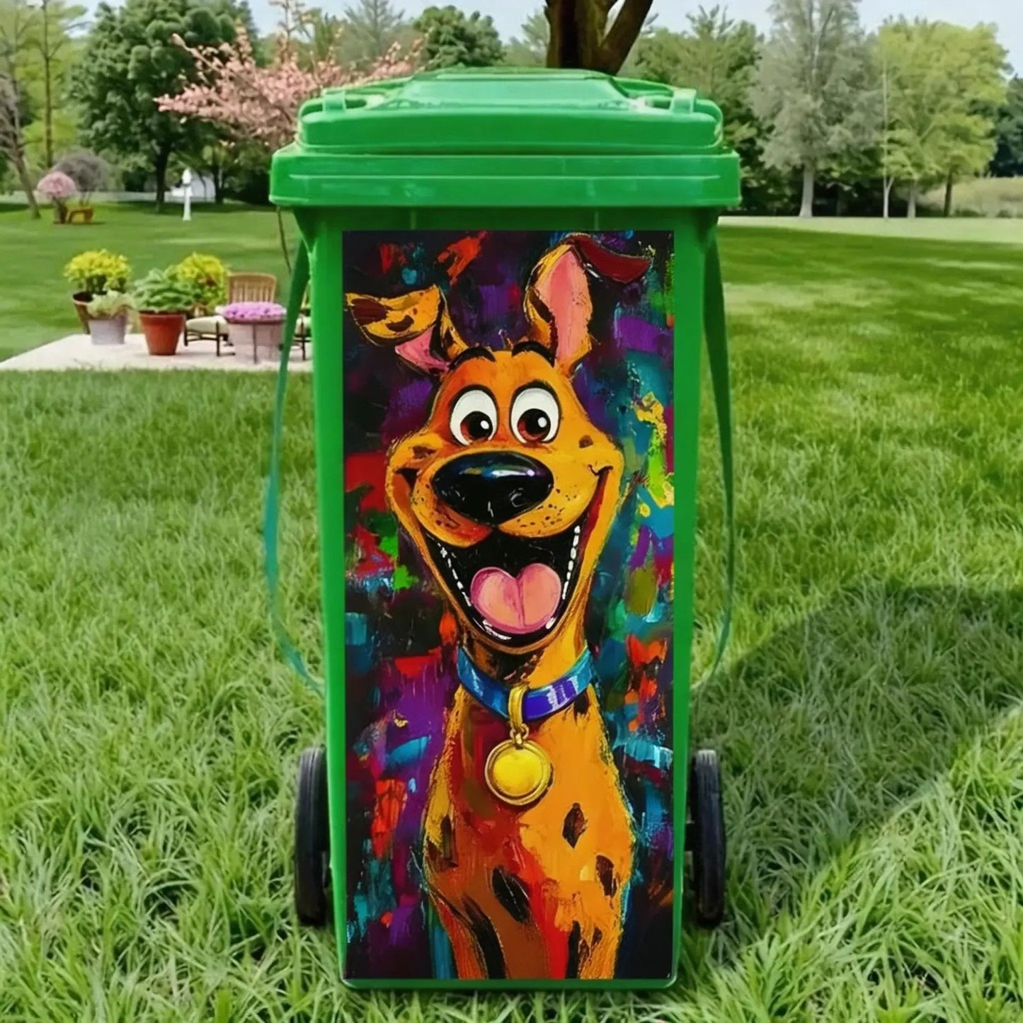 🦒🐯Kreatywna naklejka na kosz na śmieci z kolorową kreskówką✨