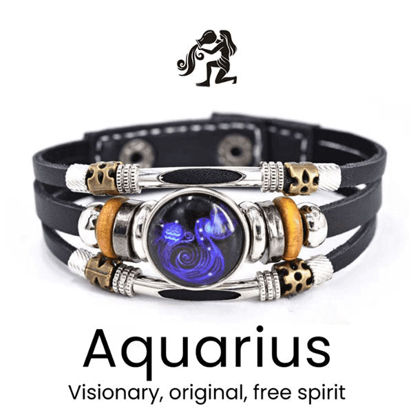 🌌 Noś swoje przeznaczenie: Skórzana bransoletka z 12 znakami zodiaku 🌌