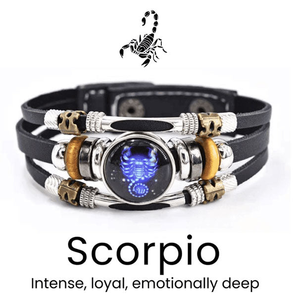 🌌 Noś swoje przeznaczenie: Skórzana bransoletka z 12 znakami zodiaku 🌌