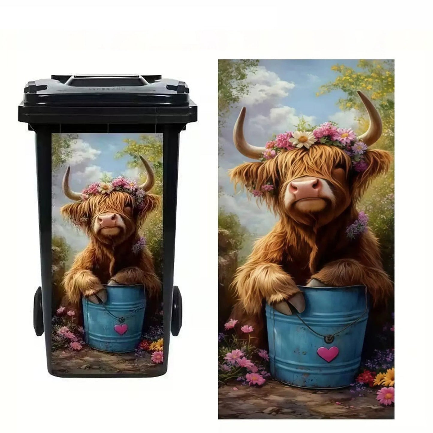 🦒🐯Kreatywna naklejka na kosz na śmieci z kolorową kreskówką✨