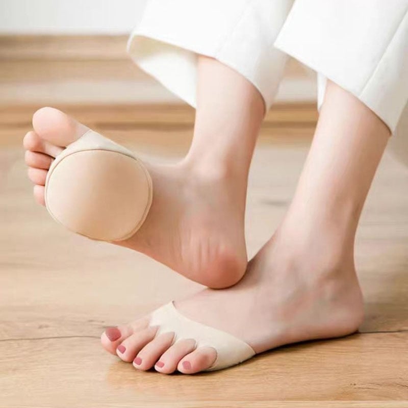 👠✨ Pięciopalczaste wkładki na przednią część stopy dla kobiet | Amortyzujące wkładki do wysokich obcasów | Czarno-beżowe