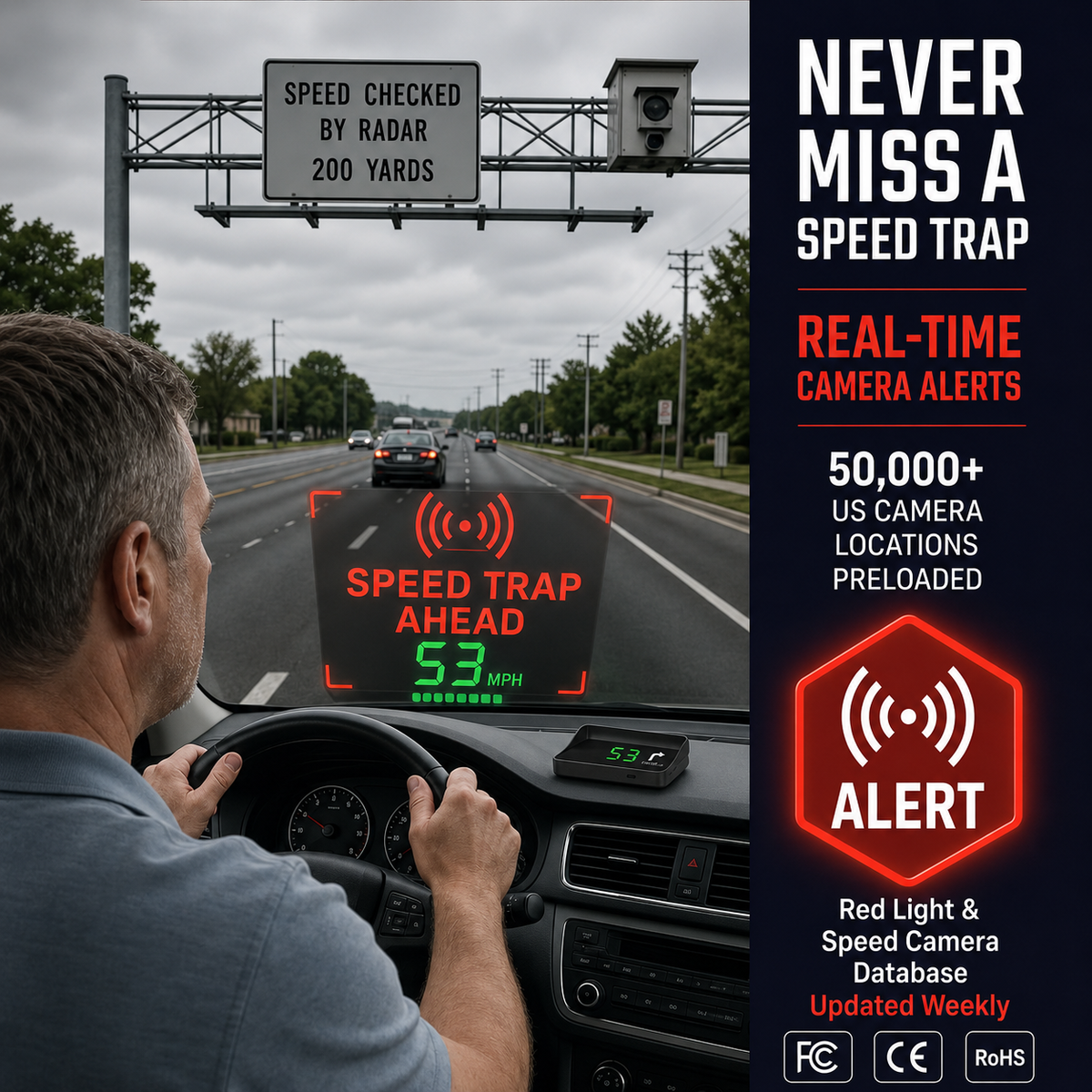 Head-Up-Display (HUD) – Auto-GPS – Digitaler Tachometer