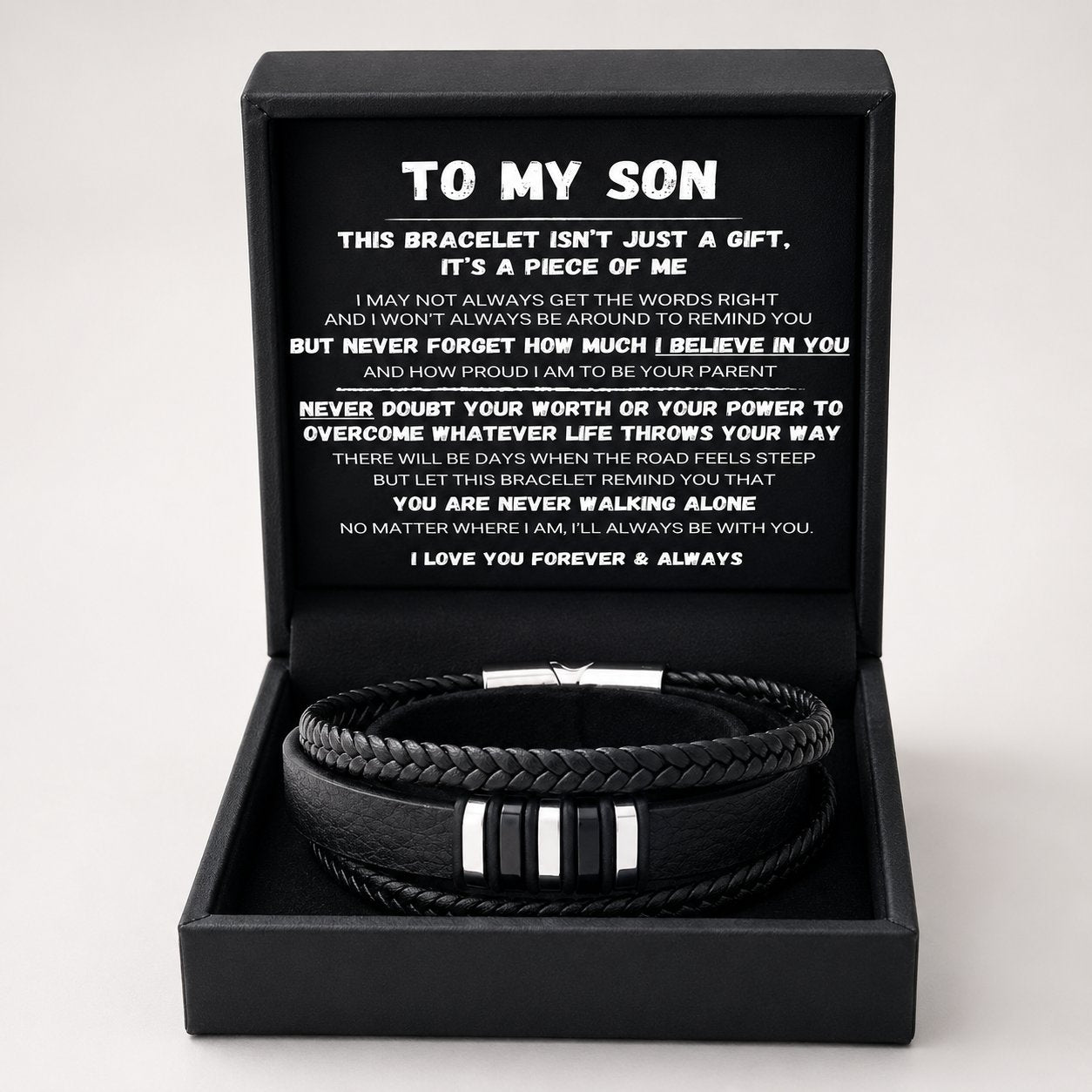 🖤Dla mojego syna - Zestaw plecionych bransoletek "Never Walk Alone"