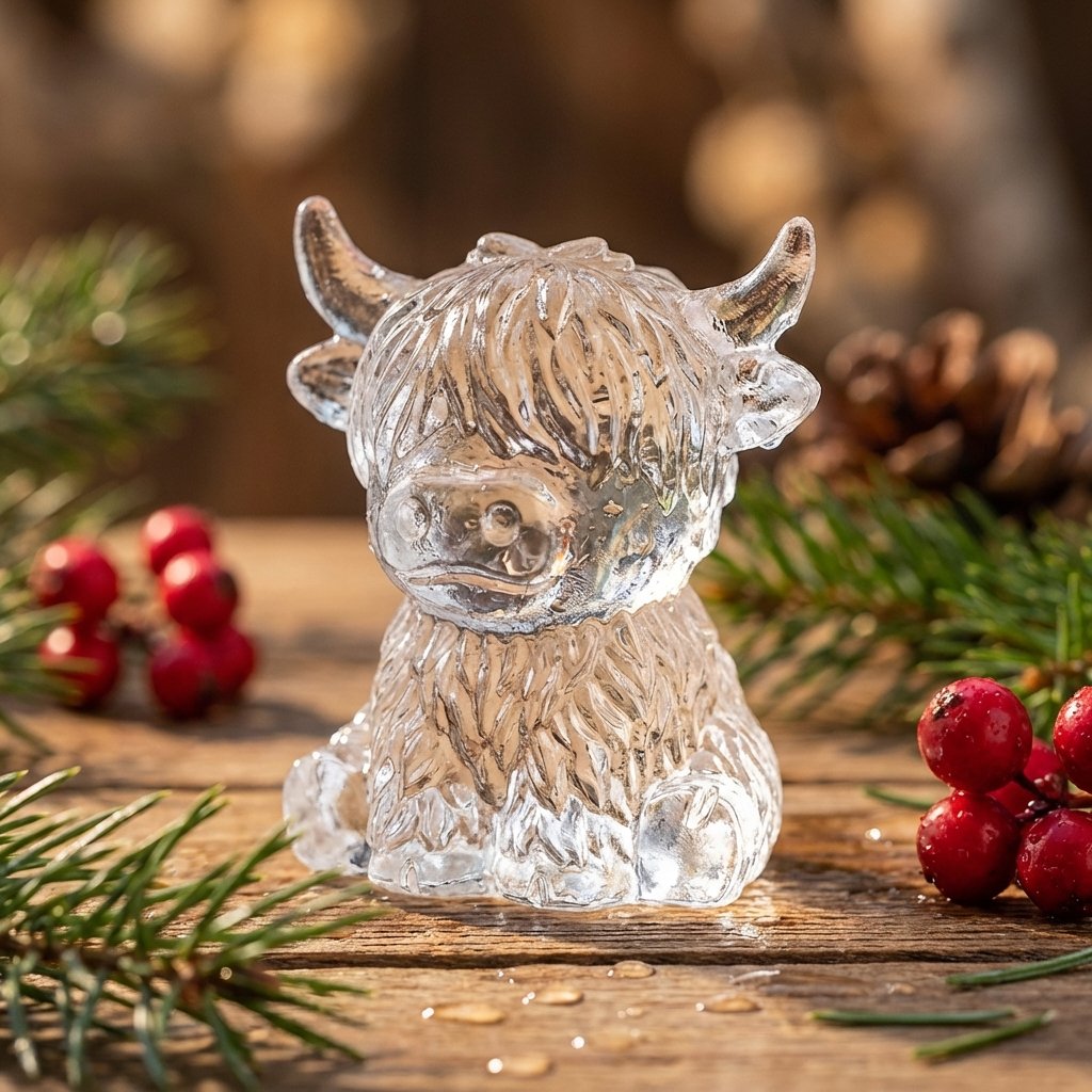 🐮 Miniaturowa foremka do lodu w kształcie krowy szkockiej – uroczy lód 3D do napojów, na imprezy i prezenty