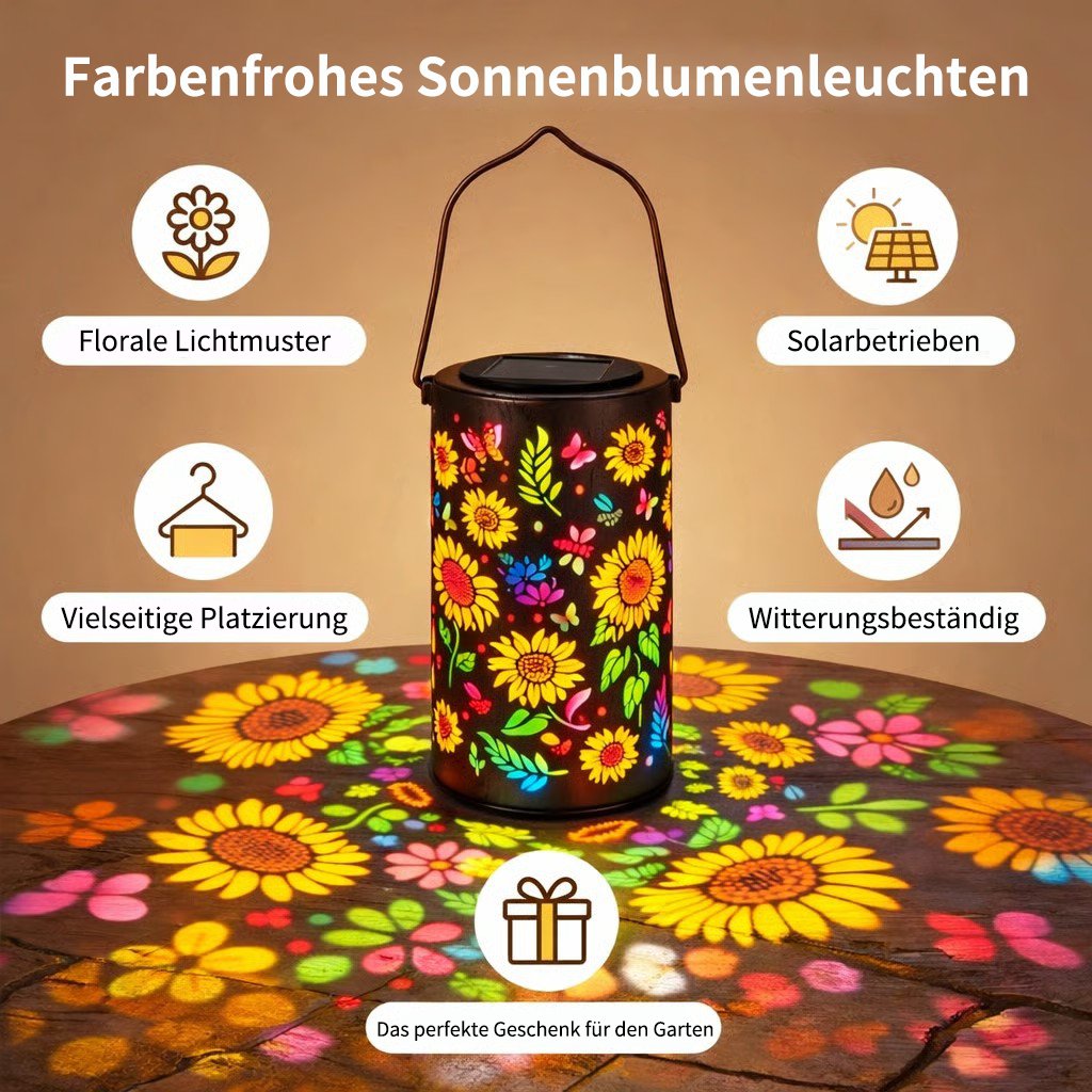 🌞Kolorowa, zasilana energią słoneczną latarnia ogrodowa z efektem świetlnym słonecznika