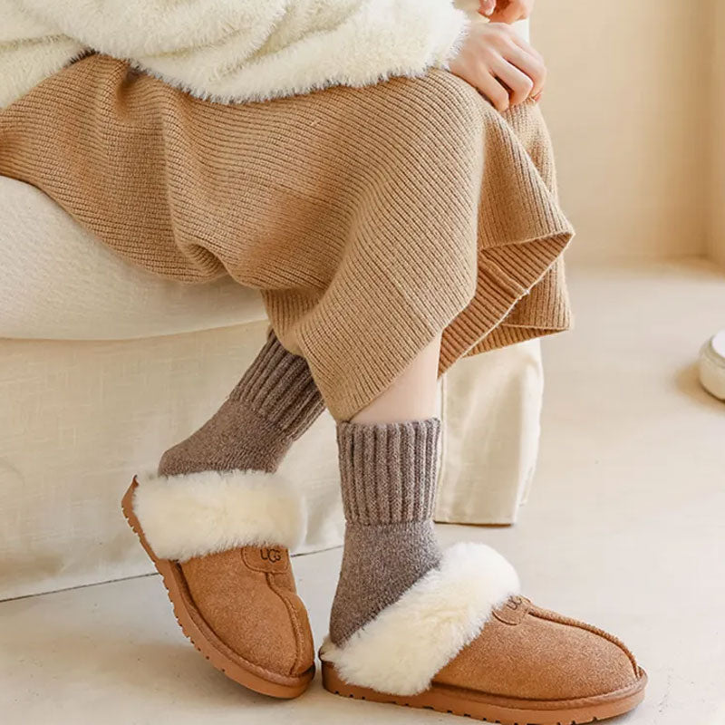 🧦5 paar wollen sokken voor dames - warme, halfhoge sokken