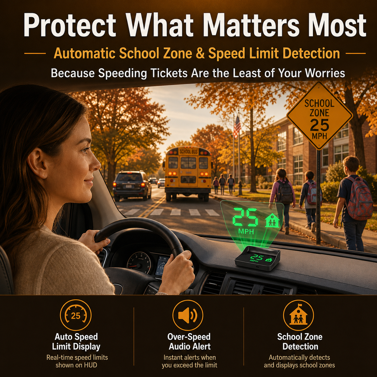 Head-Up-Display (HUD) – Auto-GPS – Digitaler Tachometer