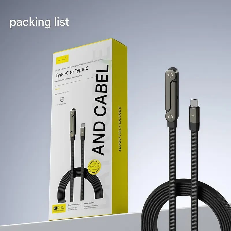 ⚡Kabel do szybkiego ładowania 240 W ze zintegrowanym, praktycznym statywem — uchwyt na telefon innebyg