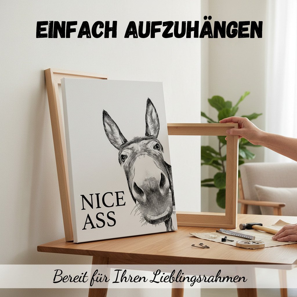 🧻Zabawna dekoracja ścienna do łazienki - obrazek z osiołkiem i napisem „Nice Ass” (Nice ass)