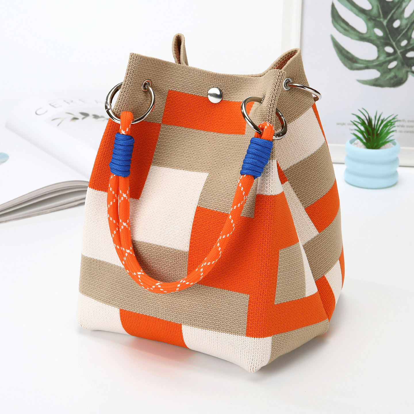 Torba typu bucket w stylu boho dla kobiet, ręcznie robiona na szydełku torba na ramię, lekka torba plażowa na lato, idealna do podróży, na co dzień i na wakacj