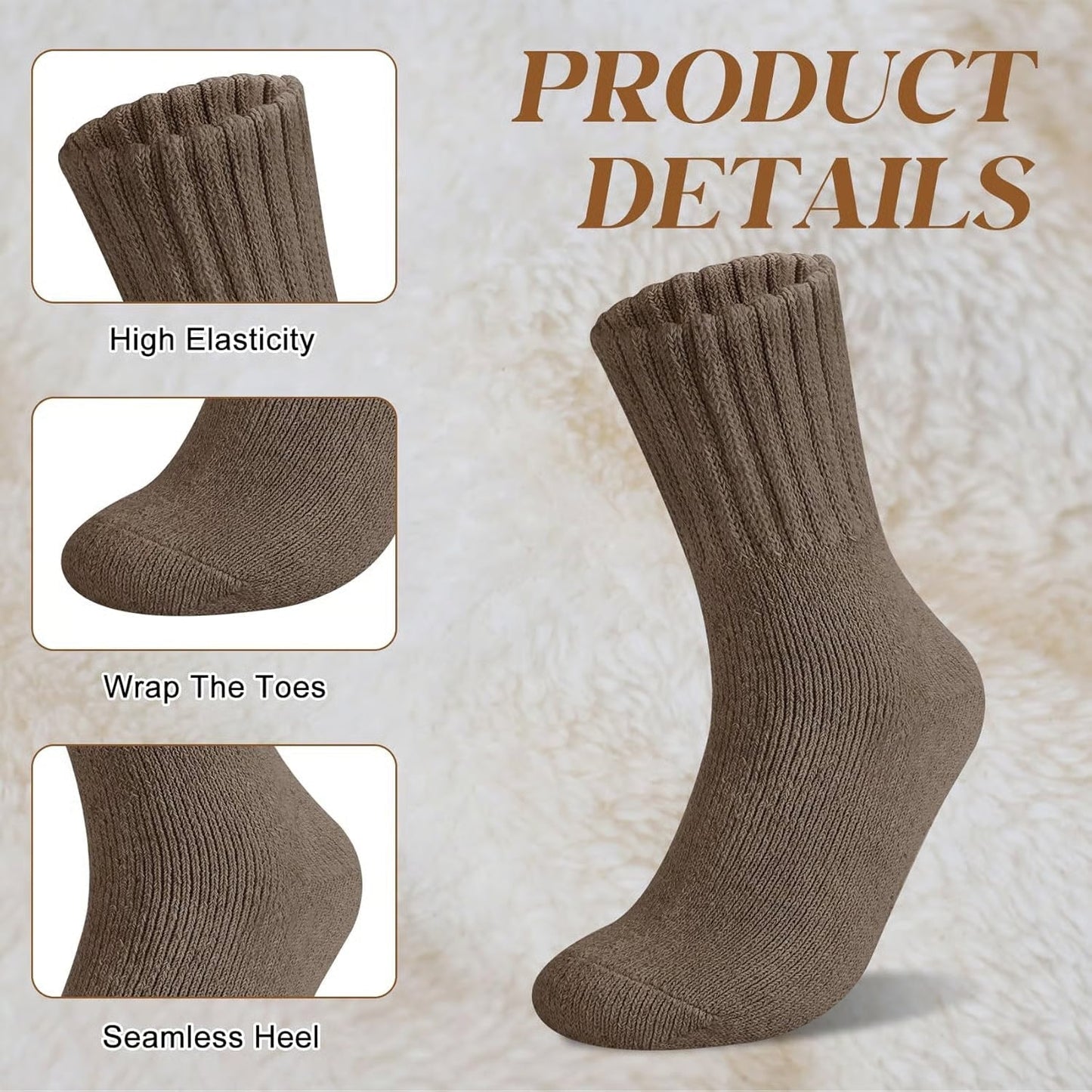 🧦5 paar wollen sokken voor dames - warme, halfhoge sokken
