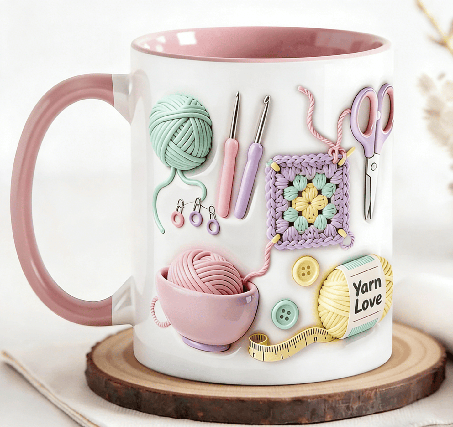 🧶 Kubek z napisem „Yarn Love” – prezent dla osób zajmujących się rękodziełem i kreatywnych dus
