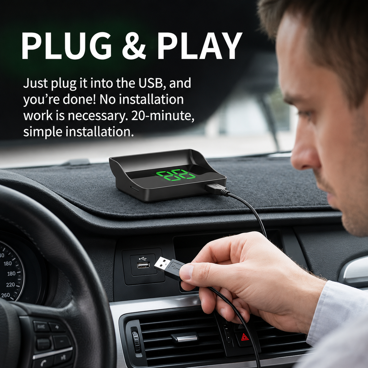 Head-Up-Display (HUD) – Auto-GPS – Digitaler Tachometer