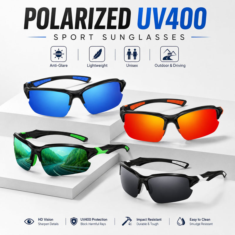 Spolaryzowane okulary sportowe UV400 - okulary unisex do życia na świeżym powietrzu i jazd