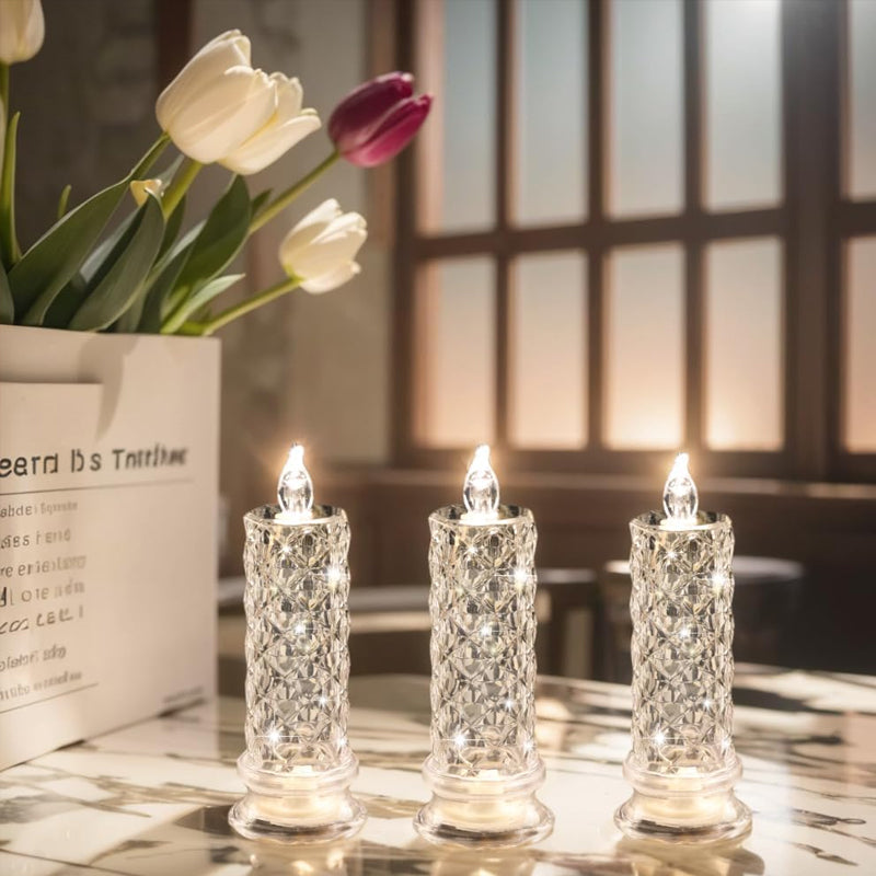 ✨ Kristallen Roos Kaarslicht – Romantische gloed zonder geknoei