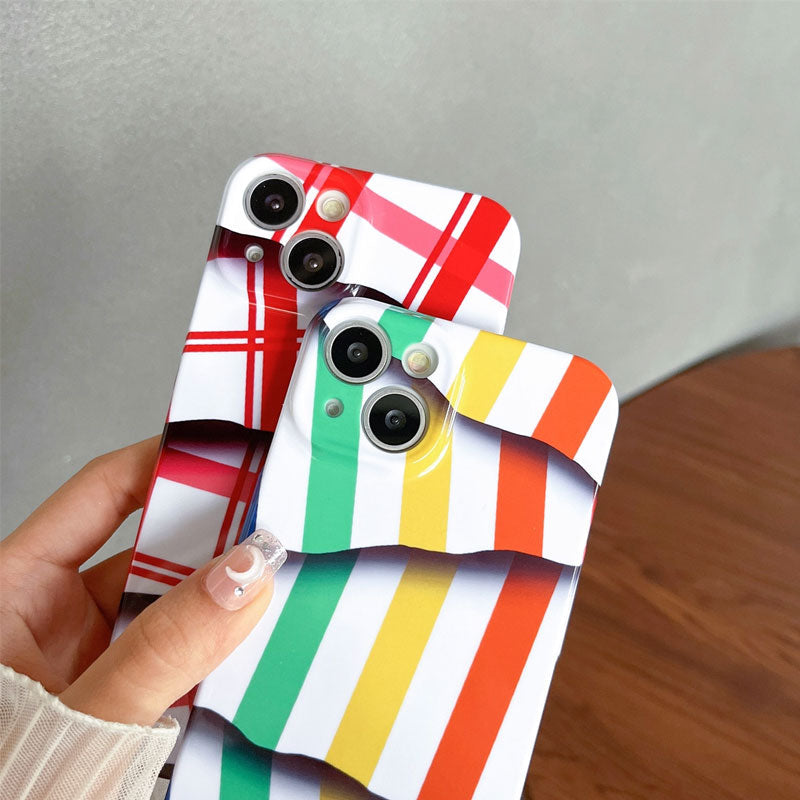🌈Kleurcontrast Gestreepte Film Telefoonhoesje📱