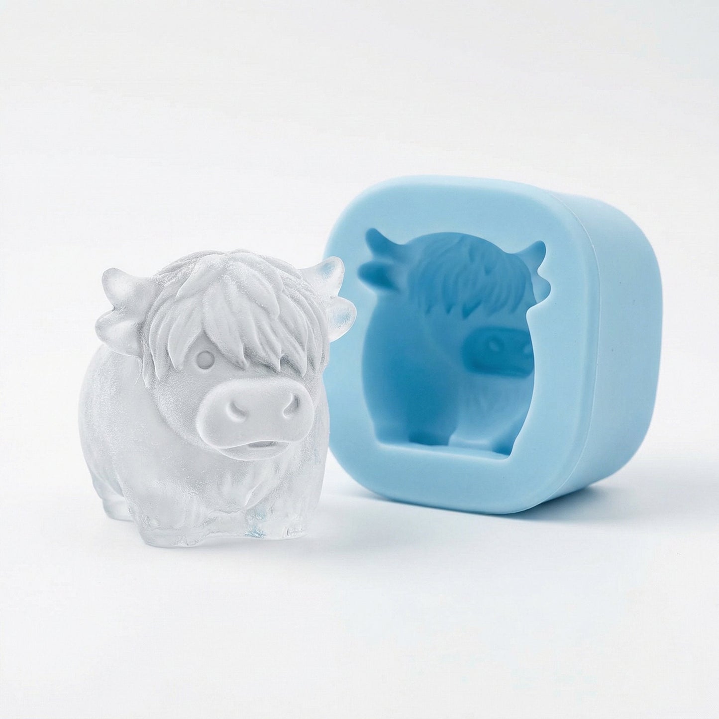 🐮 Miniaturowa foremka do lodu w kształcie krowy szkockiej – uroczy lód 3D do napojów, na imprezy i prezenty