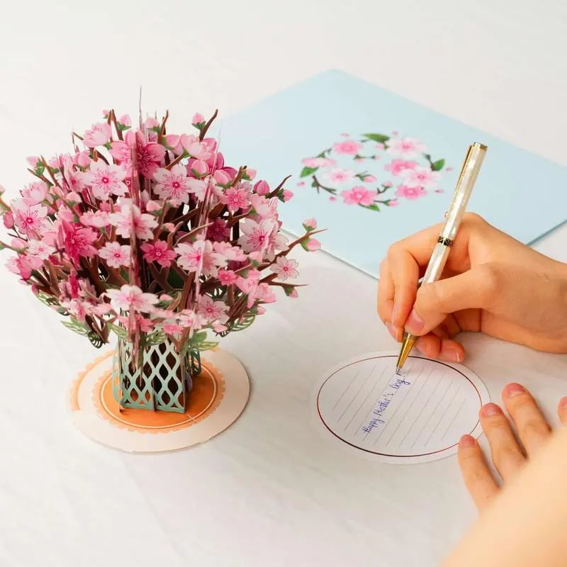 💌 Ekskluzywna oferta na Walentynki: Trójwymiarowa kartka pop-up z motywem kwitnącej wiśni – idealna pamiątka dla miłośników kartek ❤️