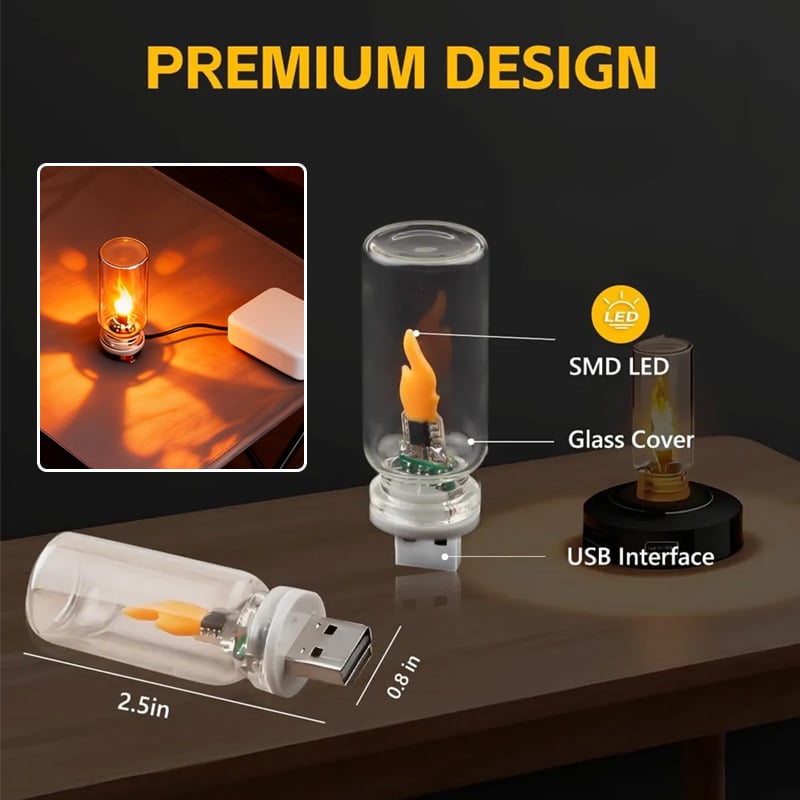 🔥USB-lampa med realistisk flamm