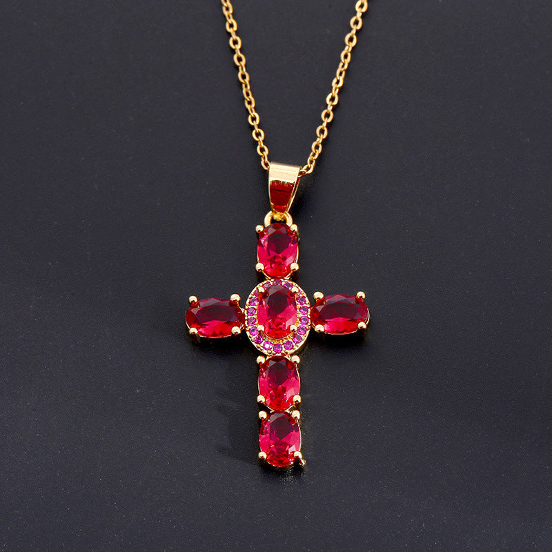 ✨Kleurrijke zirkonia kruisketting✨