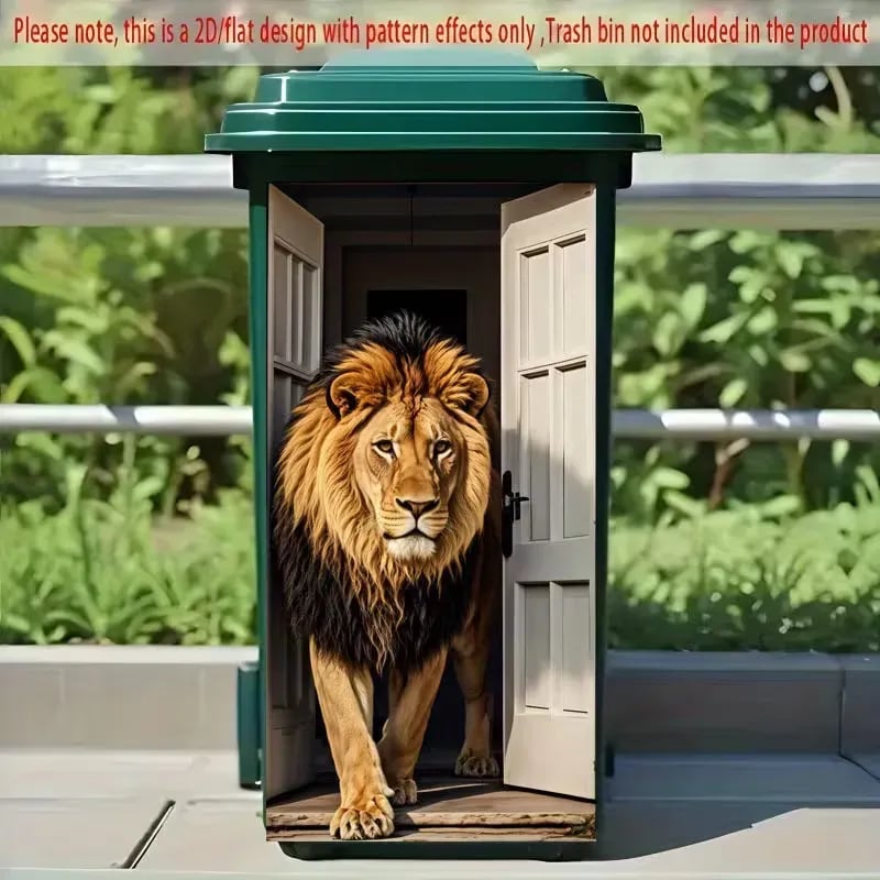 🦒🐯Kreatywna naklejka na kosz na śmieci z kolorową kreskówką✨