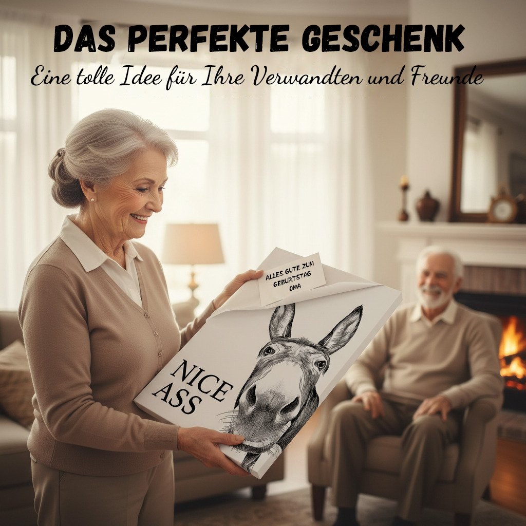 🧻Zabawna dekoracja ścienna do łazienki - obrazek z osiołkiem i napisem „Nice Ass” (Nice ass)