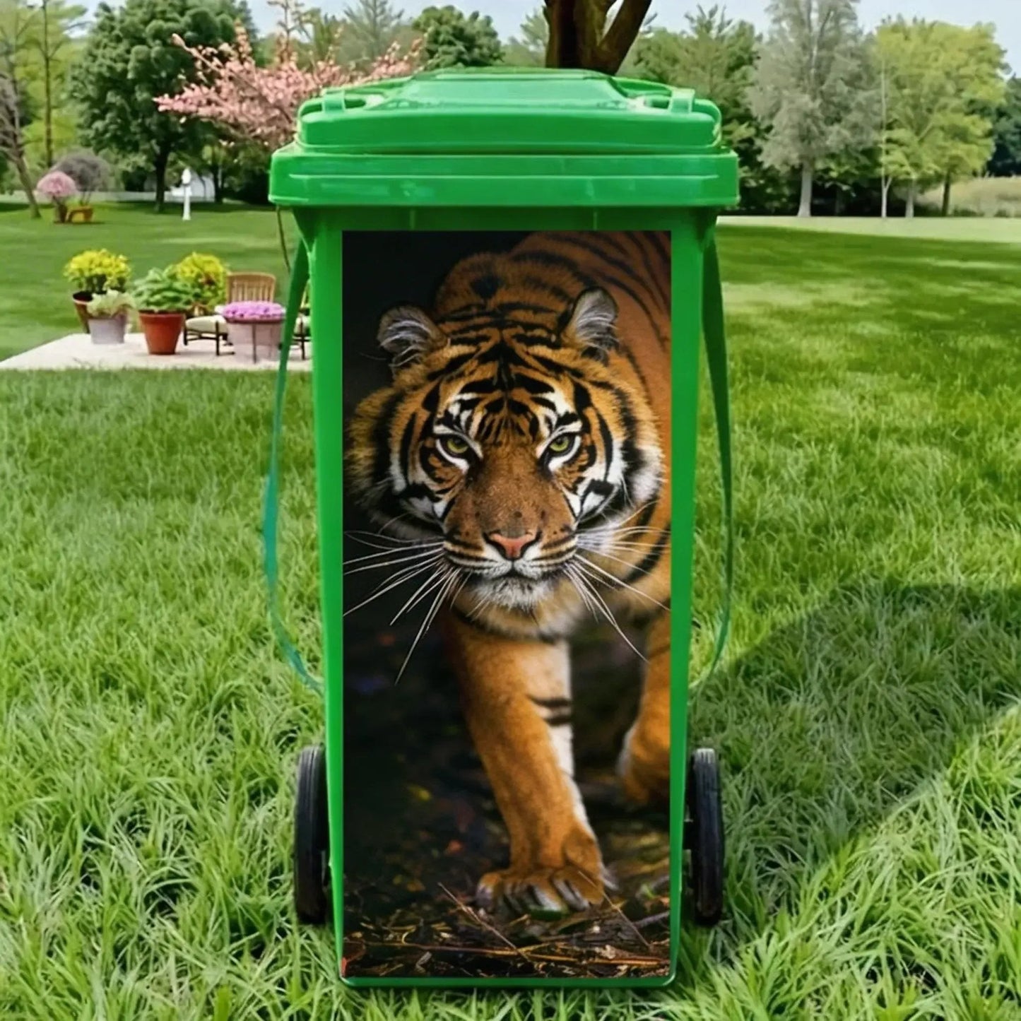 🦒🐯Kreatywna naklejka na kosz na śmieci z kolorową kreskówką✨