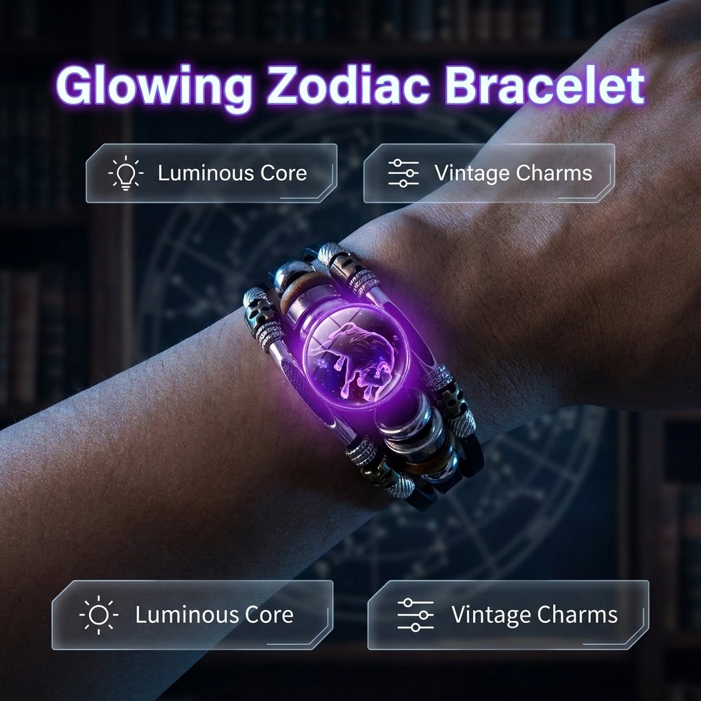 🌌 Bransoletka ze znakiem zodiaku świecąca w ciemnośc