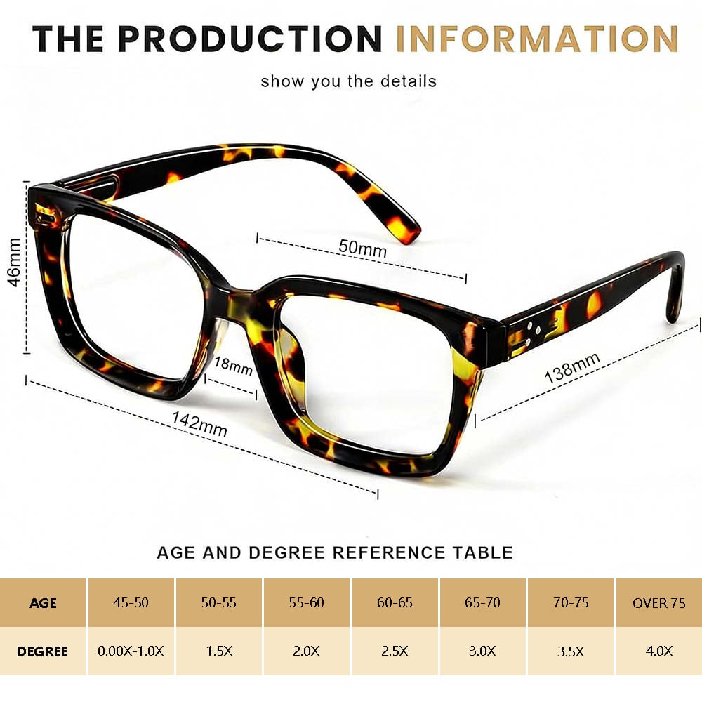 🔥Oferta specjalna – ✨👓Okulary do czytania w kolorze skorupy żółwia – duże, kwadratowe okulary z filtrem światła niebieskiego