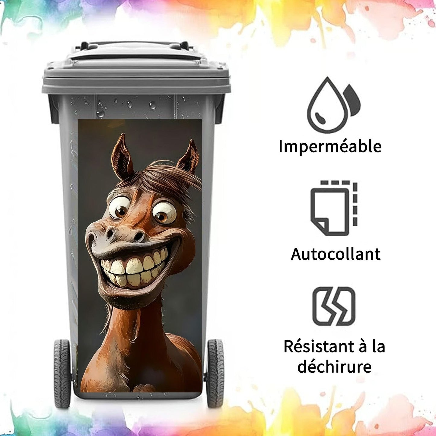 🦒🐯Kreatywna naklejka na kosz na śmieci z kolorową kreskówką✨