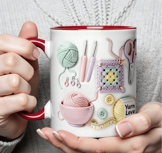 🧶 Kubek z napisem „Yarn Love” – prezent dla osób zajmujących się rękodziełem i kreatywnych dus
